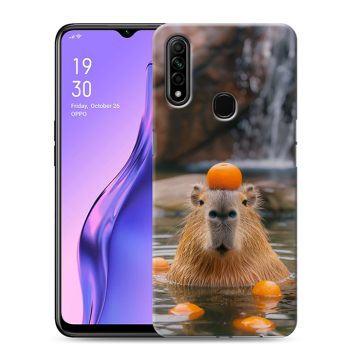 Силиконовый противоударный чехол на OPPO A31 с принтом Капибара с апельсином