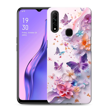 Силиконовый противоударный чехол на OPPO A31 с принтом цветы бабочки