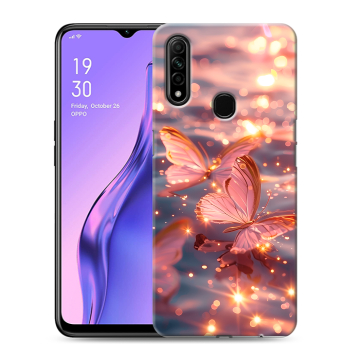 Силиконовый противоударный чехол на OPPO A31 с принтом бабочки розовые Силиконовый противоударный чехол на OPPO A31 с принтом бабочки розовые