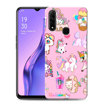 Силиконовый противоударный чехол на OPPO A31 с принтом розовые единороги Силиконовый противоударный чехол на OPPO A31 с принтом розовые единороги