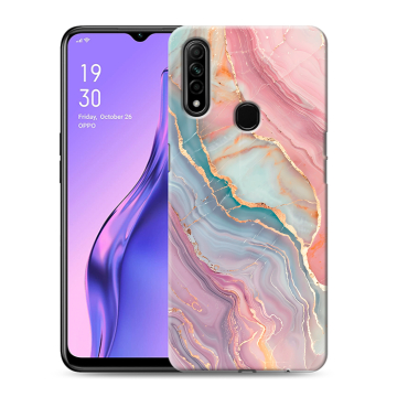 Силиконовый противоударный чехол на OPPO A31 с принтом розовый мрамор Силиконовый противоударный чехол на OPPO A31 с принтом розовый мрамор