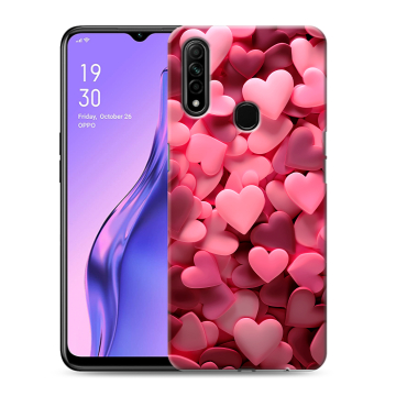 Силиконовый противоударный чехол на OPPO A31 с принтом розовые сердечки Силиконовый противоударный чехол на OPPO A31 с принтом розовые сердечки