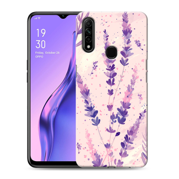 Силиконовый противоударный чехол на OPPO A31 с принтом цветы лаванда Силиконовый противоударный чехол на OPPO A31 с принтом цветы лаванда