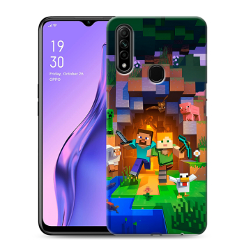 Силиконовый противоударный чехол на OPPO A31 с принтом Майнкрафт Minecraft