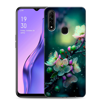 Силиконовый противоударный чехол на OPPO A31 с принтом Цветы и мрамор