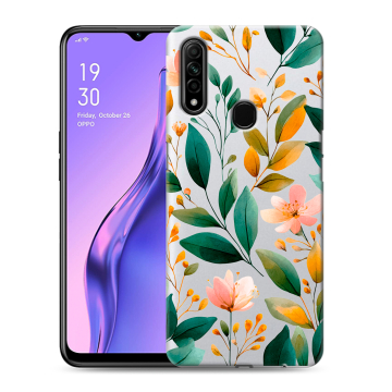 Силиконовый противоударный чехол на OPPO A31 с принтом Цветы паттерн Силиконовый противоударный чехол на OPPO A31 с принтом Цветы паттерн