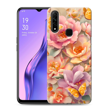 Силиконовый противоударный чехол на OPPO A31 с принтом Цветы и бабочки Силиконовый противоударный чехол на OPPO A31 с принтом Цветы и бабочки