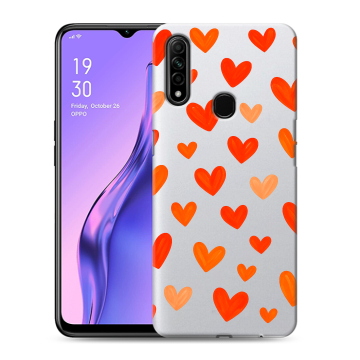 Силиконовый противоударный чехол на OPPO A31 с принтом Сердечки Силиконовый противоударный чехол на OPPO A31 с принтом Сердечки