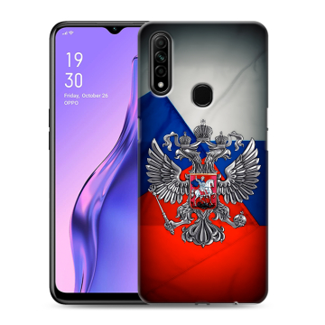 Силиконовый противоударный чехол на OPPO A31 с принтом Флаг России Силиконовый противоударный чехол на OPPO A31 с принтом Флаг России
