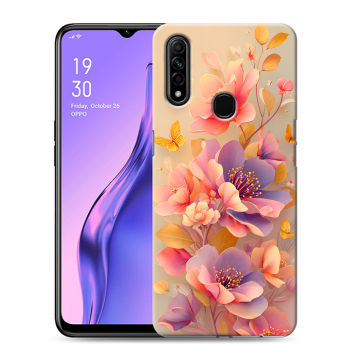 Силиконовый противоударный чехол на OPPO A31 с принтом Цветы и бабочки Силиконовый противоударный чехол на OPPO A31 с принтом Цветы и бабочки