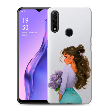 Силиконовый противоударный чехол на OPPO A31 с принтом девушка цветы Силиконовый противоударный чехол на OPPO A31 с принтом девушка цветы