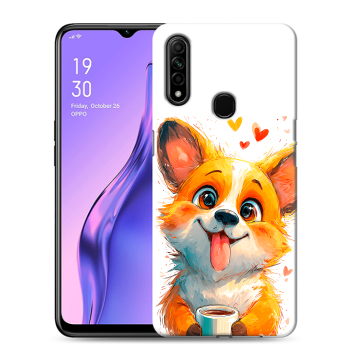 Силиконовый противоударный чехол на OPPO A31 с принтом корги Силиконовый противоударный чехол на OPPO A31 с принтом корги