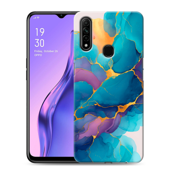 Силиконовый противоударный чехол на OPPO A31 с принтом Мрамор блестки Силиконовый противоударный чехол на OPPO A31 с принтом Мрамор блестки
