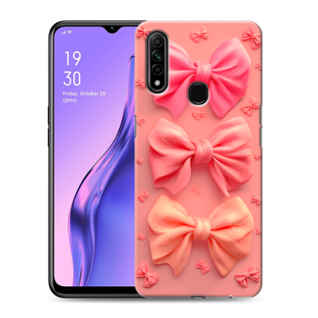 Силиконовый противоударный чехол на OPPO A31 с принтом Розовые бантики Силиконовый противоударный чехол на OPPO A31 с принтом Розовые бантики