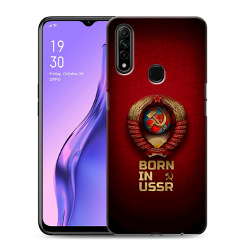 Силиконовый противоударный чехол на OPPO A31 с принтом Флаг Герб СССР Силиконовый противоударный чехол на OPPO A31 с принтом Флаг Герб СССР