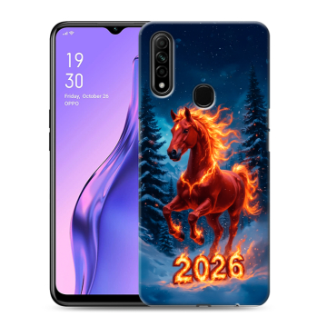 Силиконовый противоударный чехол на OPPO A31 с принтом Новый год коня