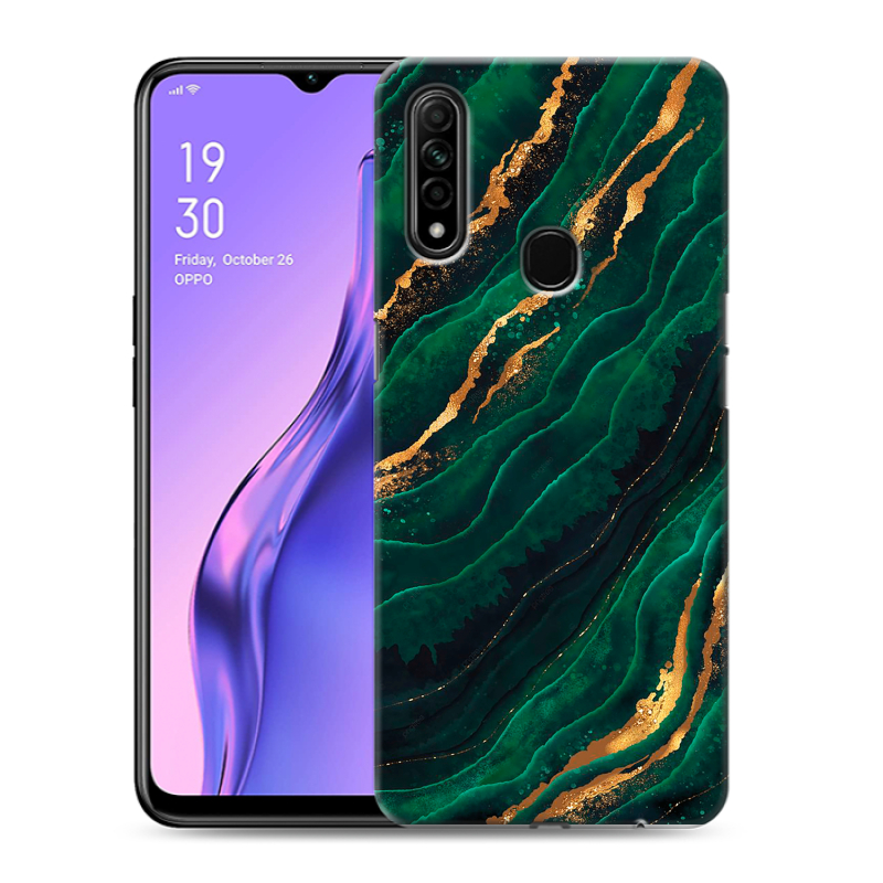 Пластиковый чехол на OPPO A31 с принтом Мрамор зеленое золото Пластиковый чехол на OPPO A31 с принтом Мрамор зеленое золото