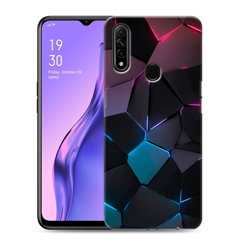 Силиконовый противоударный чехол на OPPO A31 с принтом Геометрия неона Силиконовый противоударный чехол на OPPO A31 с принтом Геометрия неона