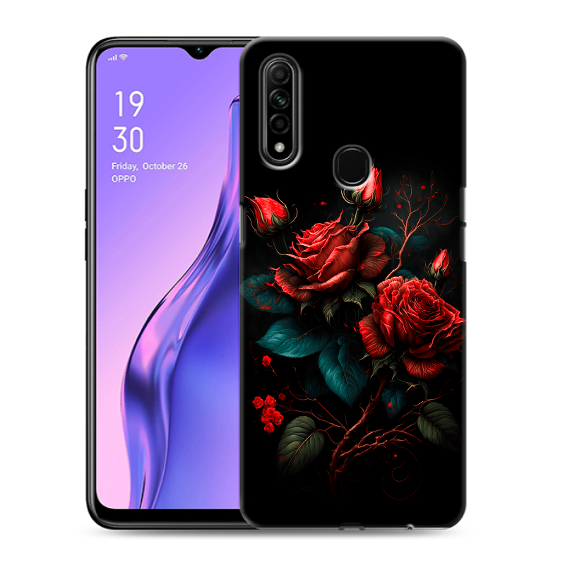Силиконовый противоударный чехол на OPPO A31 с принтом Розы красные Силиконовый противоударный чехол на OPPO A31 с принтом Розы красные