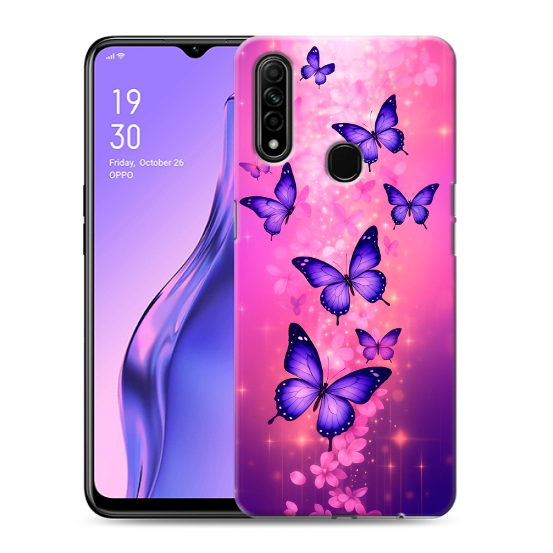Силиконовый противоударный чехол на OPPO A31 с принтом Бабочки Силиконовый противоударный чехол на OPPO A31 с принтом Бабочки