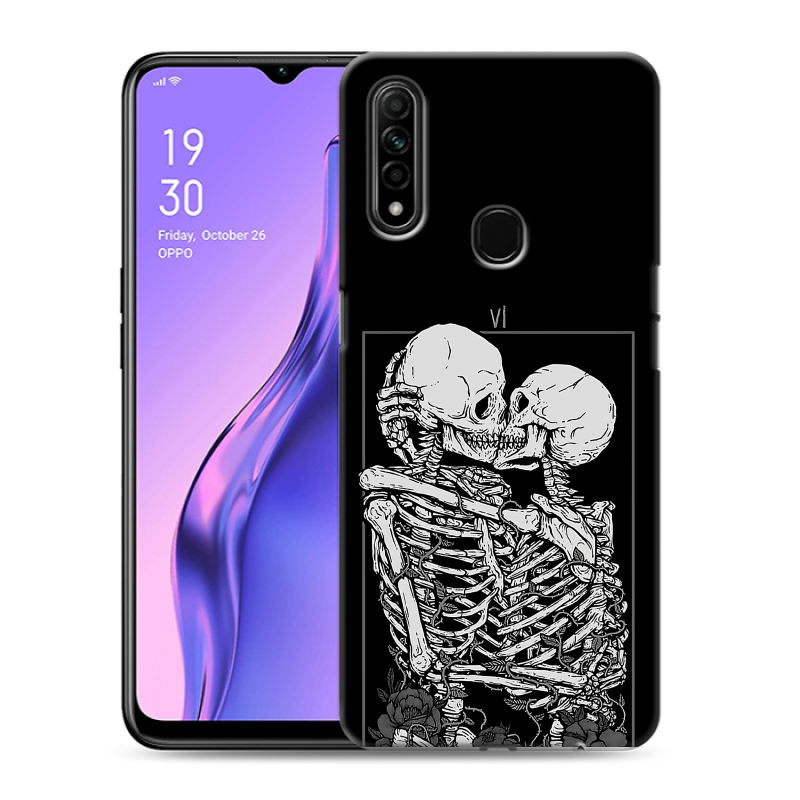 Пластиковый чехол на OPPO A31 с принтом Поцелуй скелетов Пластиковый чехол на OPPO A31 с принтом Поцелуй скелетов