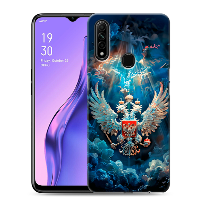 Силиконовый противоударный чехол на OPPO A31 с принтом Герб флаг России Силиконовый противоударный чехол на OPPO A31 с принтом Герб флаг России