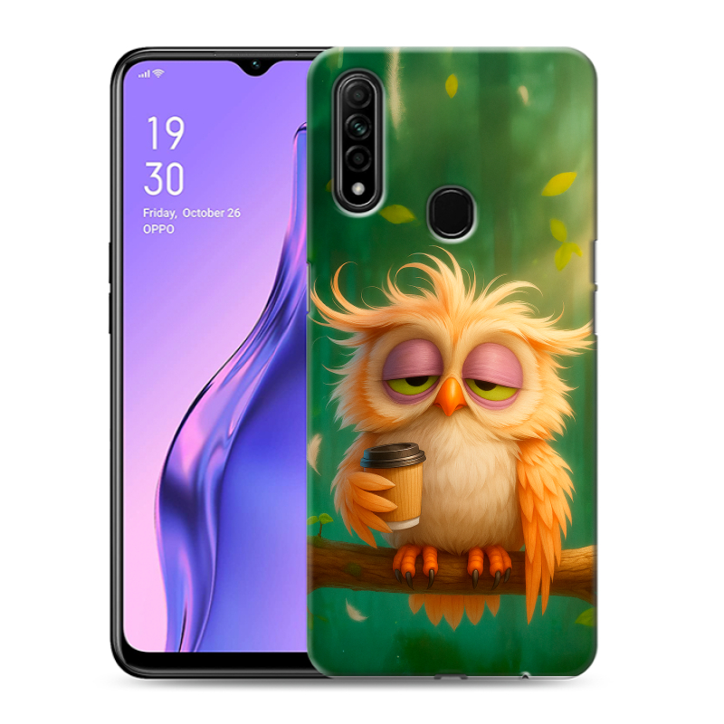Силиконовый противоударный чехол на OPPO A31 с принтом сова Силиконовый противоударный чехол на OPPO A31 с принтом сова