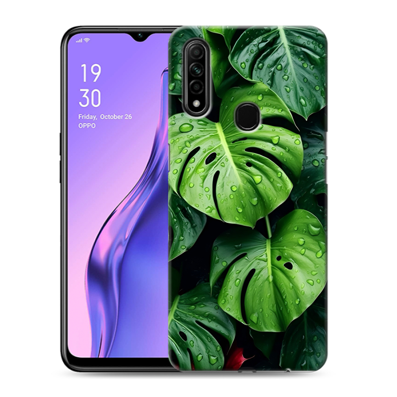 Силиконовый противоударный чехол на OPPO A31 с принтом Листья Силиконовый противоударный чехол на OPPO A31 с принтом Листья