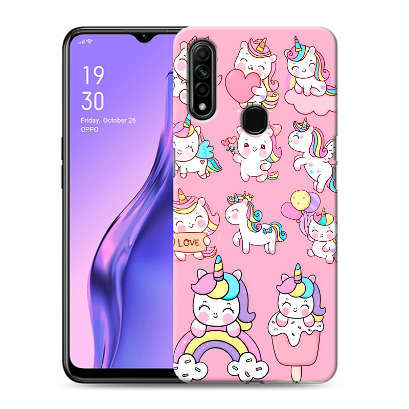 Пластиковый чехол на OPPO A31 с принтом Единороги и радуга Пластиковый чехол на OPPO A31 с принтом Единороги и радуга