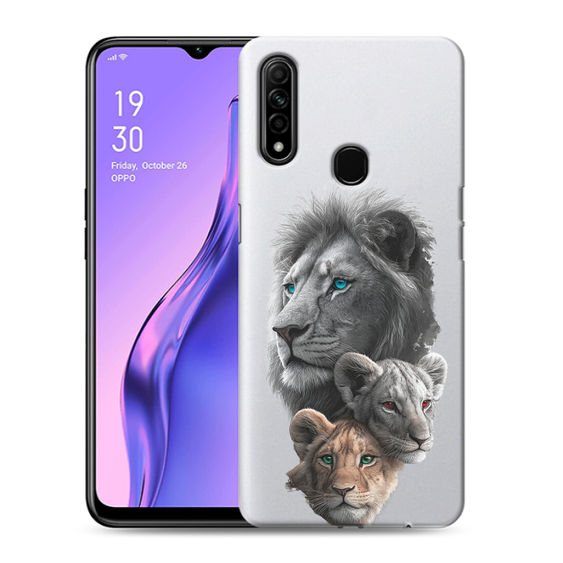 Пластиковый чехол на OPPO A31 с принтом Львы Пластиковый чехол на OPPO A31 с принтом Львы
