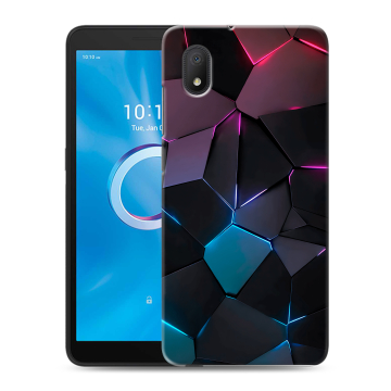 Силиконовый чехол на Alcatel 1B (2020) с принтом Геометрия неона