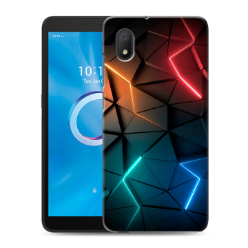 Силиконовый чехол на Alcatel 1B (2020) с принтом Абстракция неон