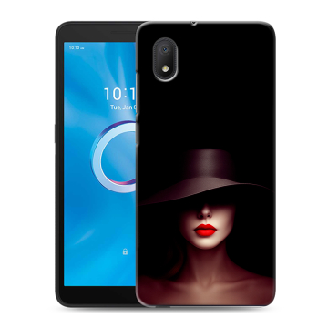 Силиконовый чехол на Alcatel 1B (2020) с принтом Девушка в шляпе