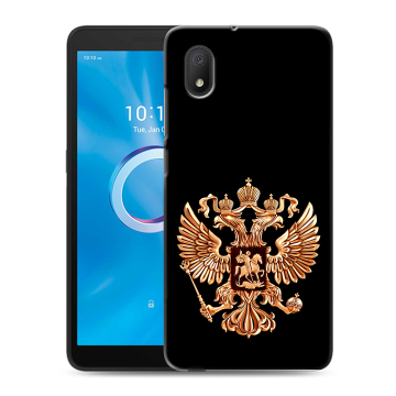Силиконовый чехол на Alcatel 1B (2020) с принтом Герб России золотой Силиконовый чехол на Alcatel 1B (2020) с принтом Герб России золотой