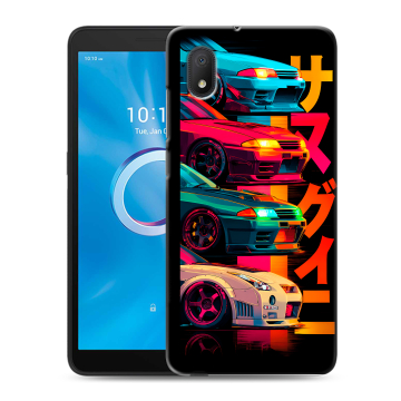 Силиконовый чехол на Alcatel 1B (2020) с принтом Гоночные машины