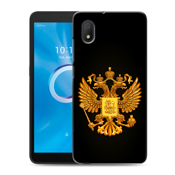 Силиконовый чехол на Alcatel 1B (2020) с принтом Герб России желтый