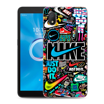 Силиконовый чехол на Alcatel 1B (2020) с принтом найк nike черный Силиконовый чехол на Alcatel 1B (2020) с принтом найк nike черный