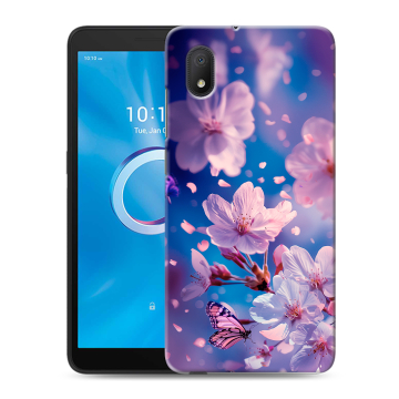 Силиконовый чехол на Alcatel 1B (2020) с принтом цветы бабочки