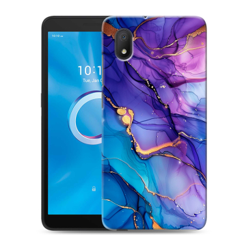 Силиконовый чехол на Alcatel 1B (2020) с принтом синий мрамор