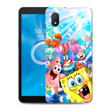 Силиконовый чехол на Alcatel 1B (2020) с принтом спанчбоб спанч боб
