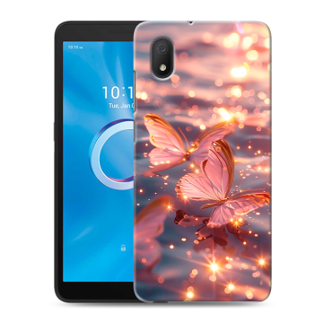 Силиконовый чехол на Alcatel 1B (2020) с принтом бабочки розовые