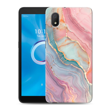Силиконовый чехол на Alcatel 1B (2020) с принтом розовый мрамор