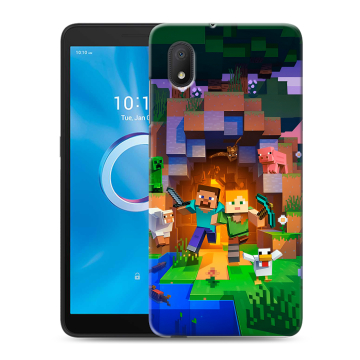 Силиконовый чехол на Alcatel 1B (2020) с принтом Майнкрафт Minecraft Силиконовый чехол на Alcatel 1B (2020) с принтом Майнкрафт Minecraft