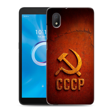 Силиконовый чехол на Alcatel 1B (2020) с принтом Флаг Герб СССР