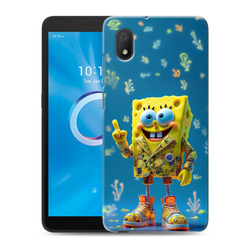 Силиконовый чехол на Alcatel 1B (2020) с принтом Спанч боб Спанчбоб