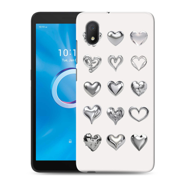 Силиконовый чехол на Alcatel 1B (2020) с принтом Y2K сердечки