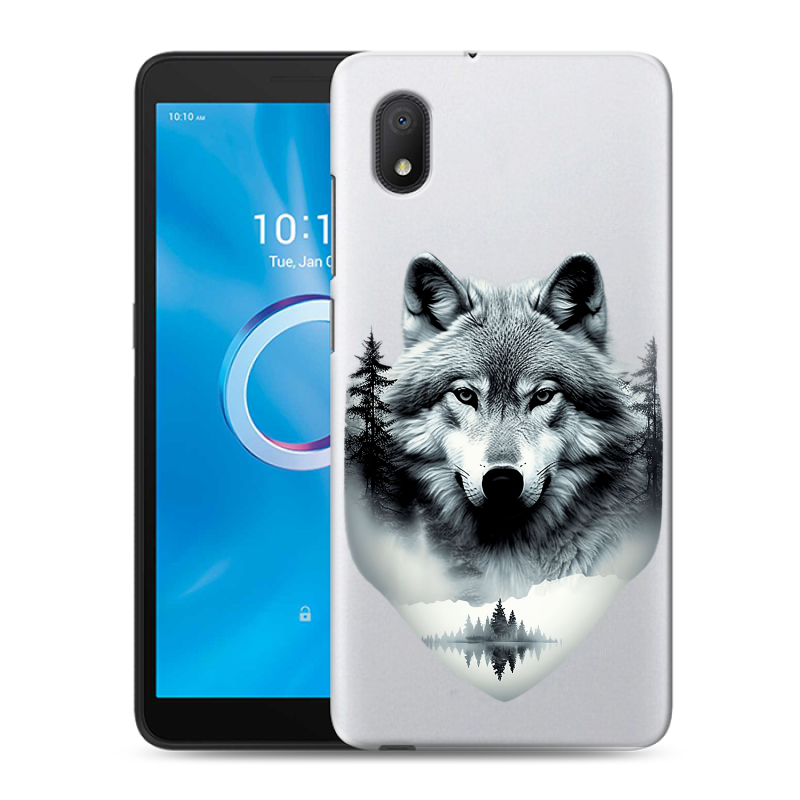 Силиконовый чехол на Alcatel 1B (2020) с принтом Волк в лесу Силиконовый чехол на Alcatel 1B (2020) с принтом Волк в лесу