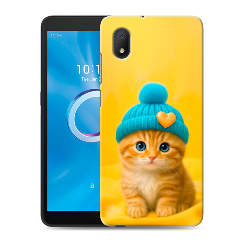 Силиконовый чехол на Alcatel 1B (2020) с принтом Котенок в шапке Силиконовый чехол на Alcatel 1B (2020) с принтом Котенок в шапке