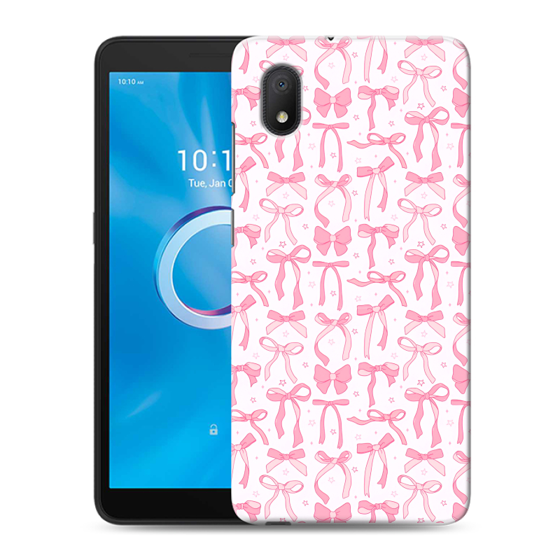 Силиконовый чехол на Alcatel 1B (2020) с принтом Розовые бантики Силиконовый чехол на Alcatel 1B (2020) с принтом Розовые бантики