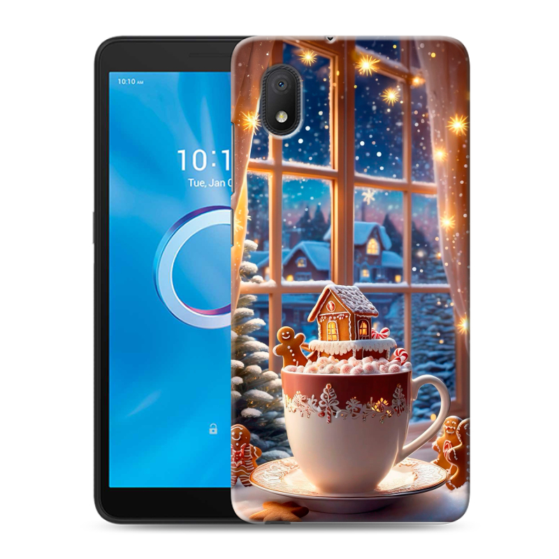 Силиконовый чехол на Alcatel 1B (2020) с принтом Новый год Силиконовый чехол на Alcatel 1B (2020) с принтом Новый год